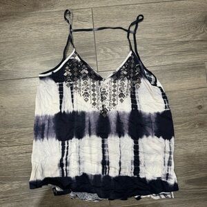 Express Blue and White Tie Dye Embroidered Tank Size XS Brand New